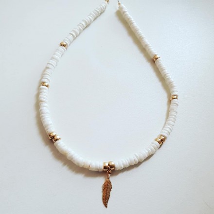 Collier Plume et coquillages