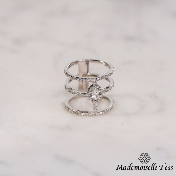 Bague triple anneau et zircons