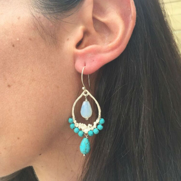 Boucles d'oreilles pampilles turquoise